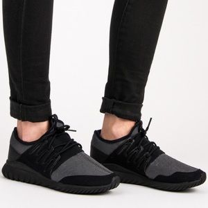 black & grey tubular sneakers
